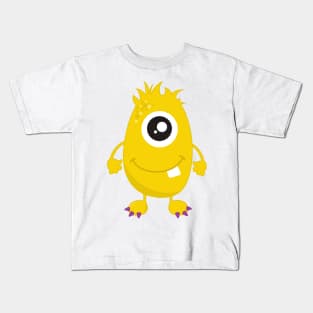 Cute Monster, Yellow Monster, Funny Monster, Silly Kids T-Shirt